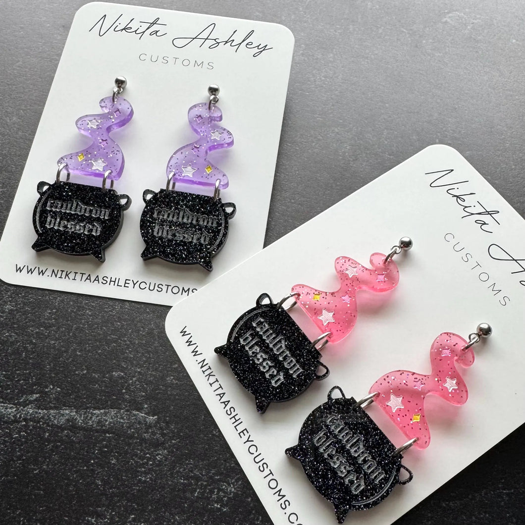 Cauldron Blessed Acrylic Earrings
