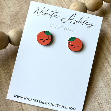 Yoongi Tangerine Wood Stud Earrings