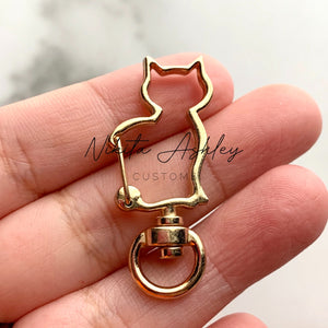 Gold Tone Cat Keychain Hardware