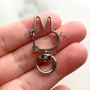 Silver Tone Bunny Keychain Hardware