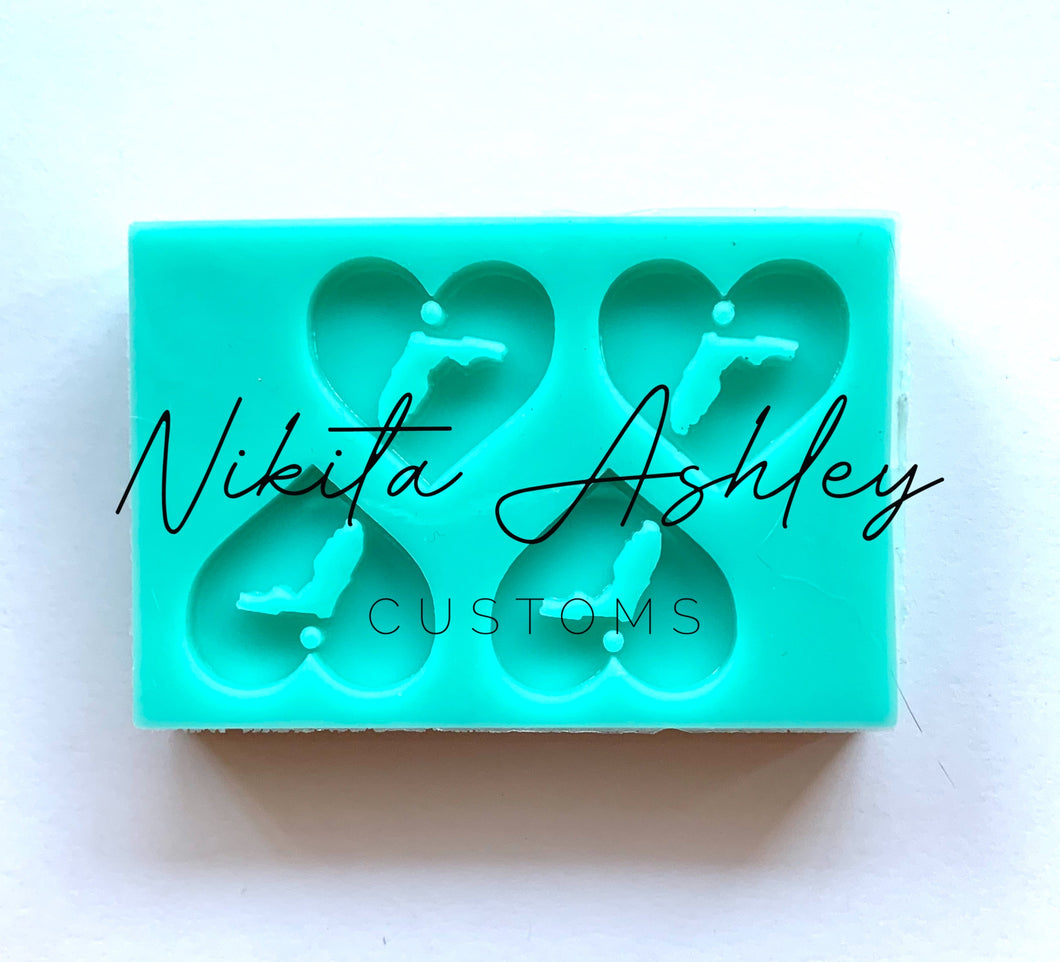 Florida Heart Earring/Charm Silicone Mold