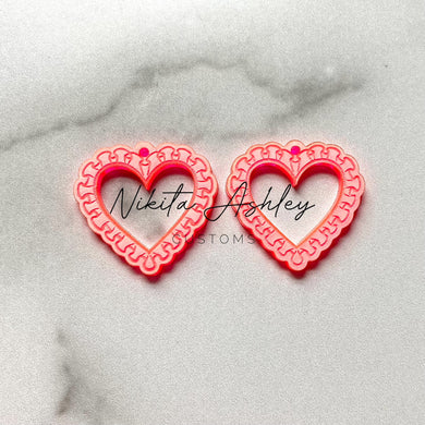 Ruffled Heart w/ Cutout Earring Blanks