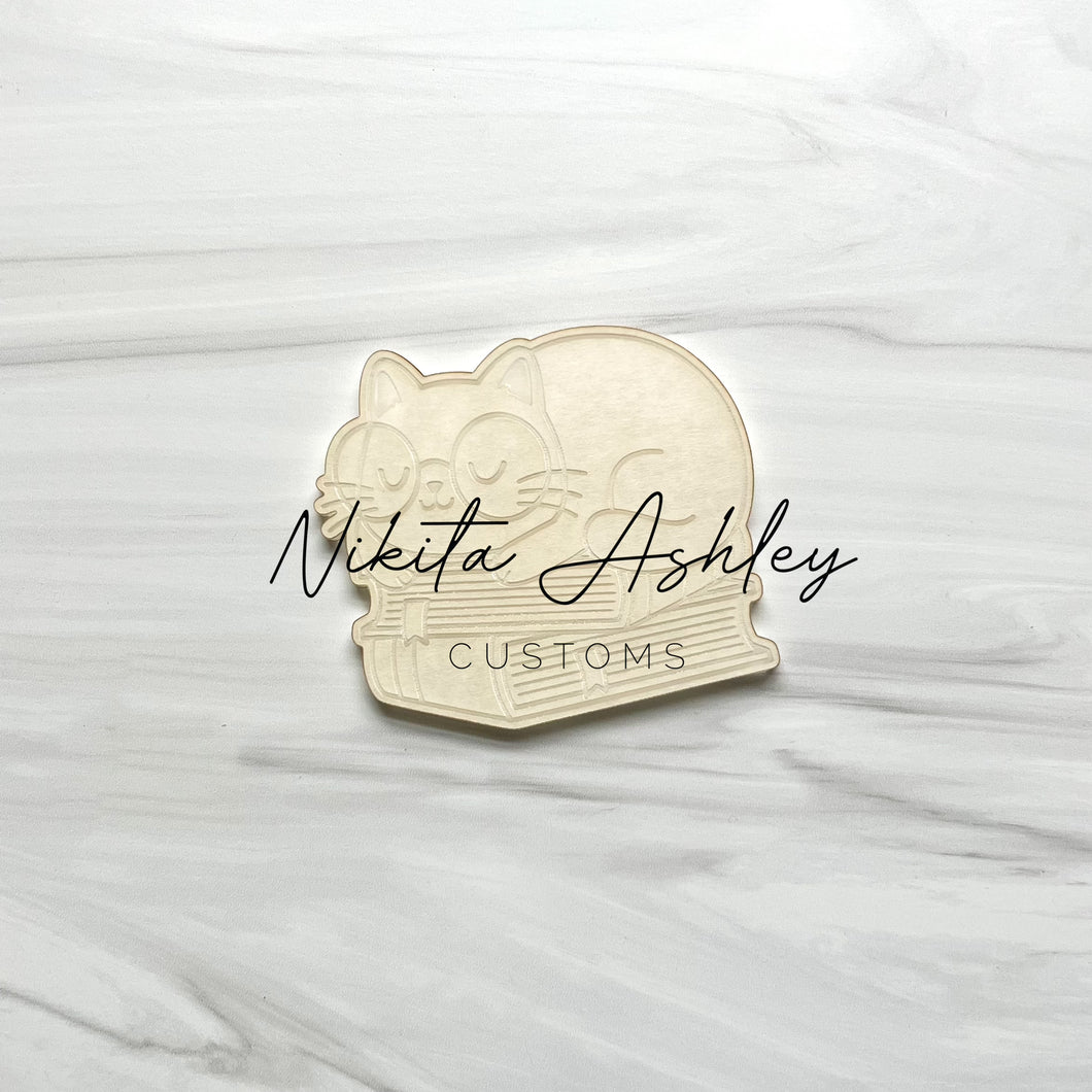 Sleepy Book Cat Coaster Blank