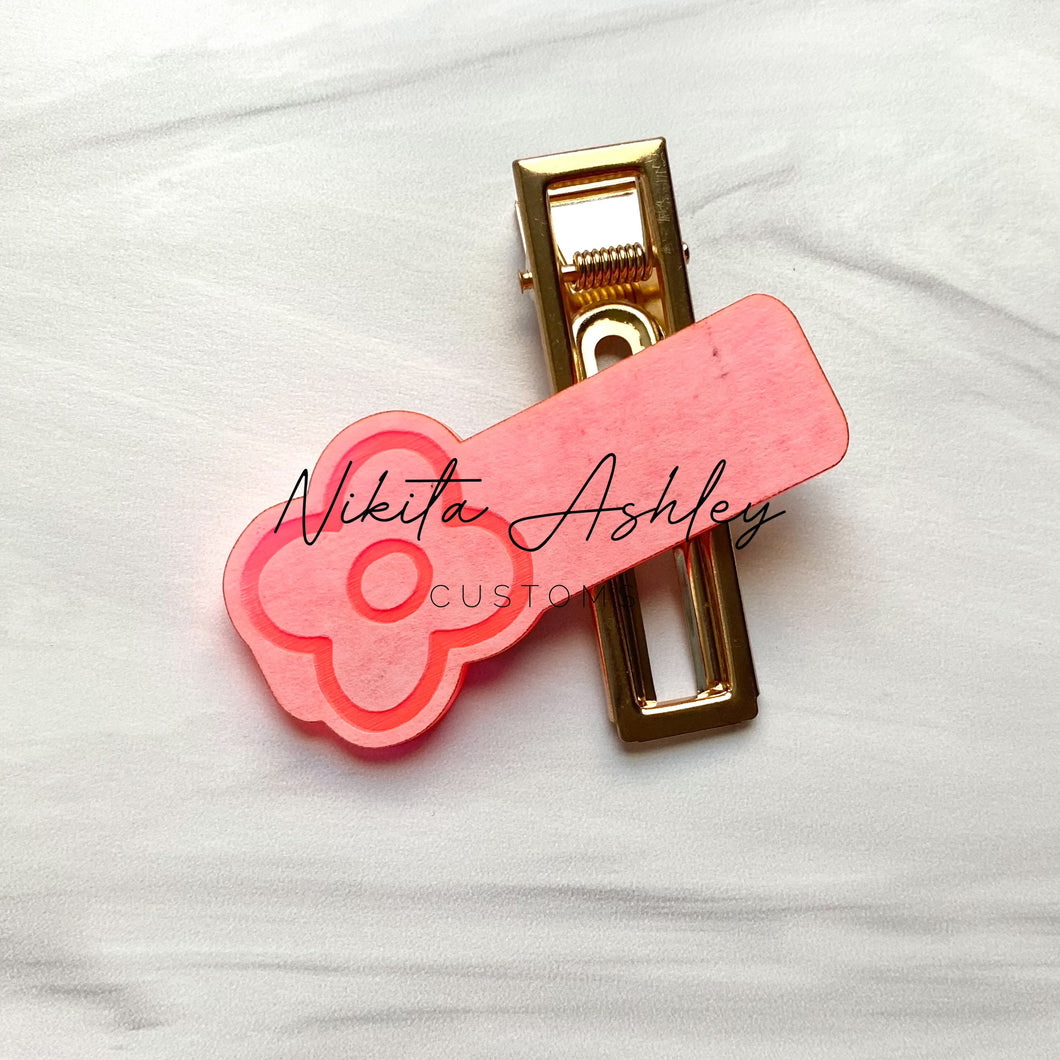 Sweet Bunny Flower Rectangle Clip Embellishment Blank