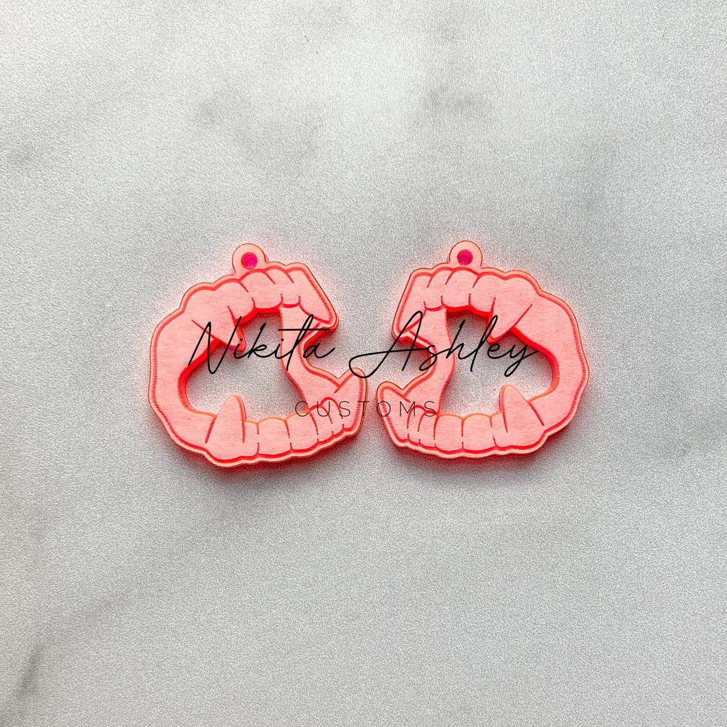 Plastic Vampire Teeth w/ Cutout Earring Blanks
