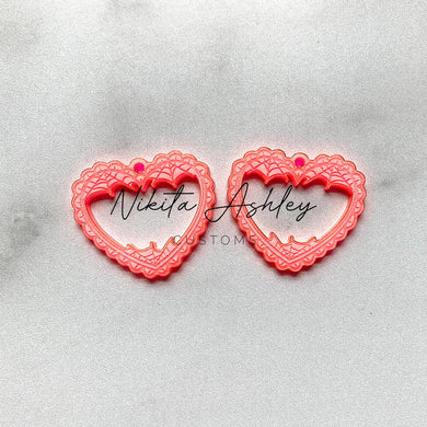 Ruffled Spider Web Heart Earring Blanks