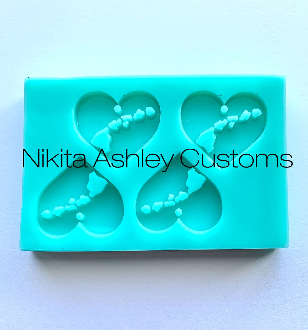 Hawaii Heart Earring/Charm Silicone Mold
