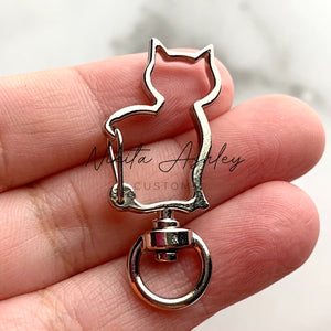 Silver Tone Cat Keychain Hardware