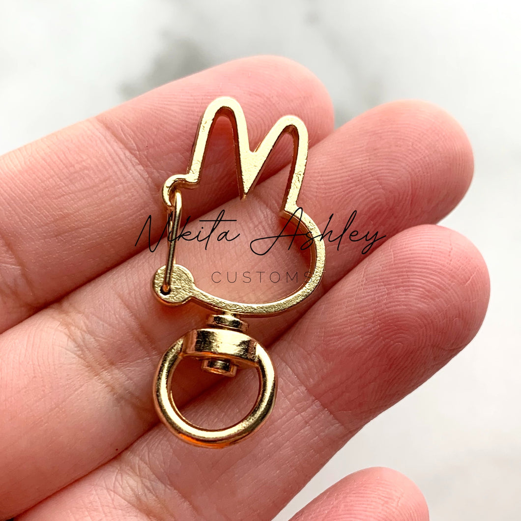 Gold Tone Bunny Keychain Hardware